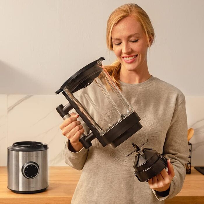 Cecotec Stand Mixer Grand Katana 2700MAX Total Destroy Screen B. Maximum Power 2700W, Digital Display, 8-Blade Knife with Black Titanium Coating, 1.8L Glass Jug