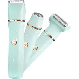 Електричний жіночий тример 3-в-1 для обличчя, ніг, рук, під пахвами та зоною бікіні, водонепроникний, перезаряджається (зелений)