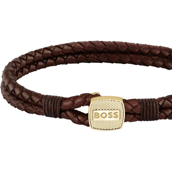 Браслет BOSS SEAL чоловічий, шкіряний, 190 мм (чорний, коричневий, синій, золото)