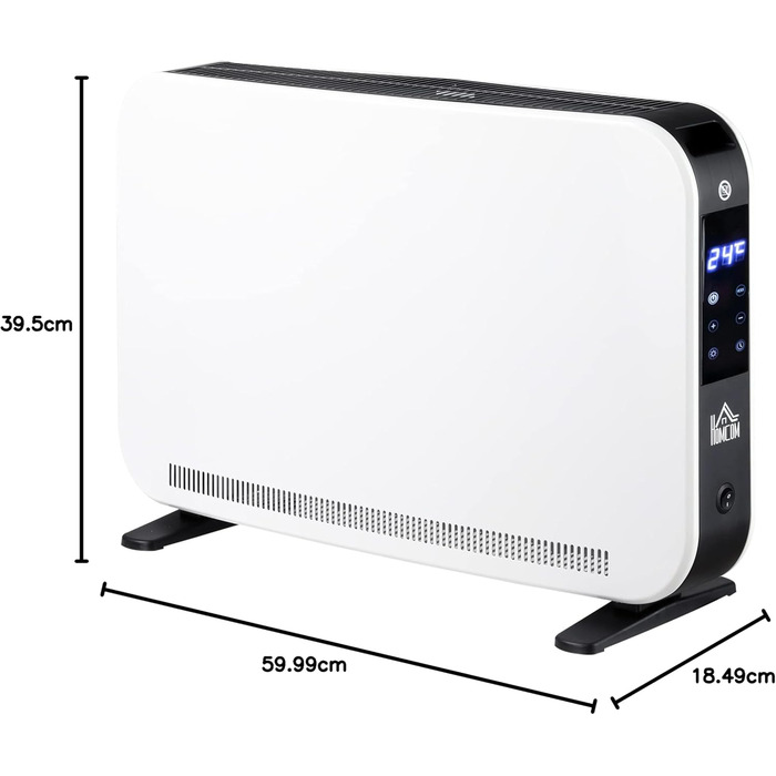 Електричний обігрівач HOMCOM 2000W з 3 режимами нагріву, LED-дисплеєм та таймером, для приміщень до 18 м²