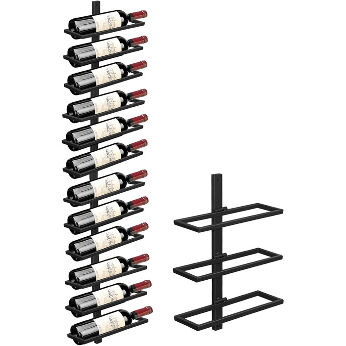 Wine Rack Bottle Rack for 6 Bottles, Metal Wine Rack Hanging Wall Mount Wine Bottle Shelves, Wall Shelf Wine Storage Shelf for Kitchen Dining Room Bar (Level 12)