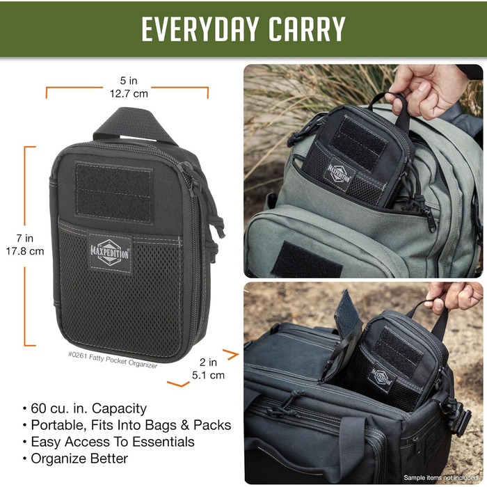 Органайзер Maxpedition Fatty Pocket, чорний, 20 см — кишенькова тактична сумка для спорядження