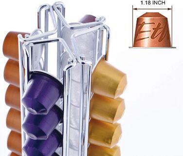 Обертовий тримач для 40 капсул Nespresso MaxMiuly, срібно-хромовий, для оригінальних капсул