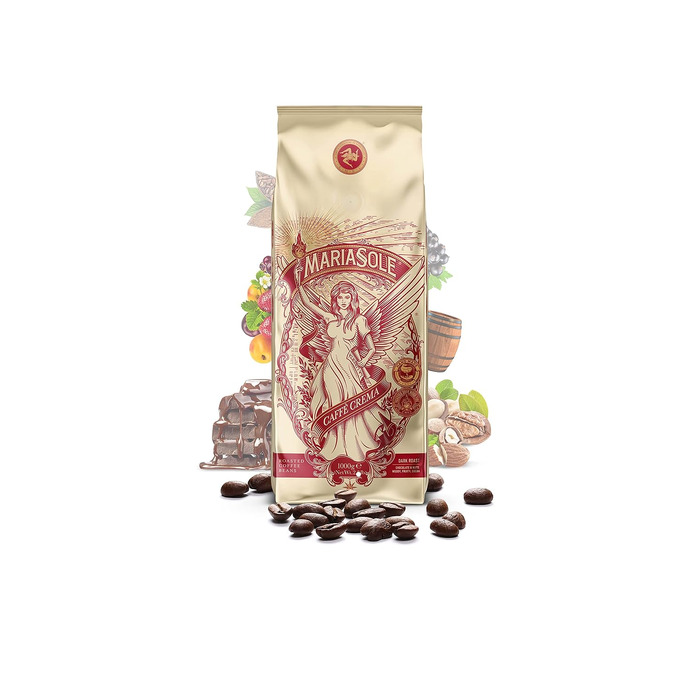 Кава в зернах MariaSole Caffè Crema, традиційне сицилійське обсмажування на дровах, преміум якість, 250г (для автоматичної та ріжкової кавомашин)
