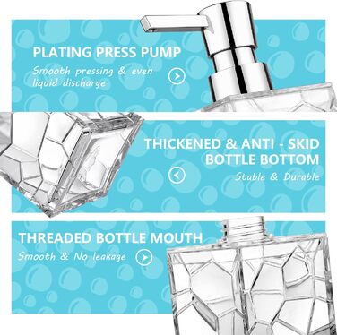 Набір диспенсерів для мила та рідин 2 шт, 320 мл, акрил, для кухні та ванної кімнати, безбарвні