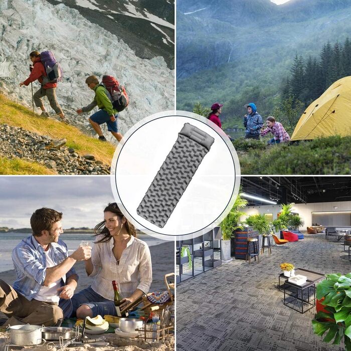 Ultralight Inflatable Camping Mat with Pillow - Waterproof Folding Air Mattress for Camping, Hiking, Travel & Backpacking