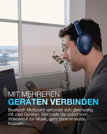 Бездротові накладні навушники JLab JBuds LUX ANC з активним шумозаглушенням, Bluetooth, темно-синій (Marineblau)