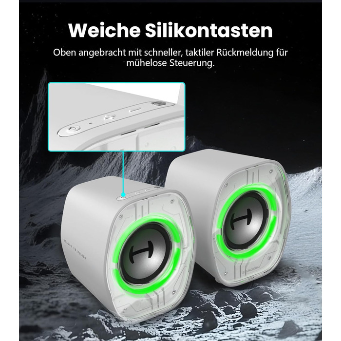 Edifier G1000 II - Комп'ютерні колонки, ігрові, RGB-підсвітка, Bluetooth/USB-C/AUX, для PC/PS5/Switch (Білий)