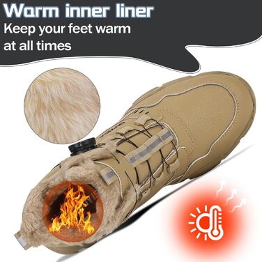 Черевики робочі зимові чоловічі/жіночі, зимові захисні черевики з підкладкою, водонепроникні, черевики безпеки зі сталевим підноском, антиковзкі, теплі, з швидкою застібкою, самозатягування, 36-46 EU, бронзові, 45 EU