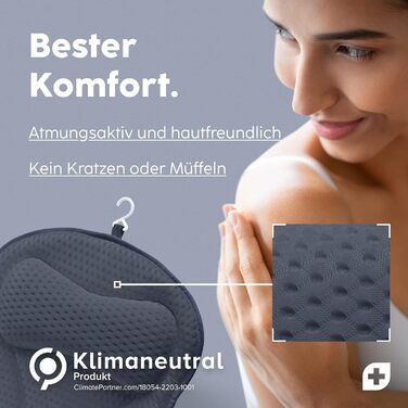 Vesta+ Blue Bath Pillow with Suction Cups - Neck & Back Support - Tested Winner