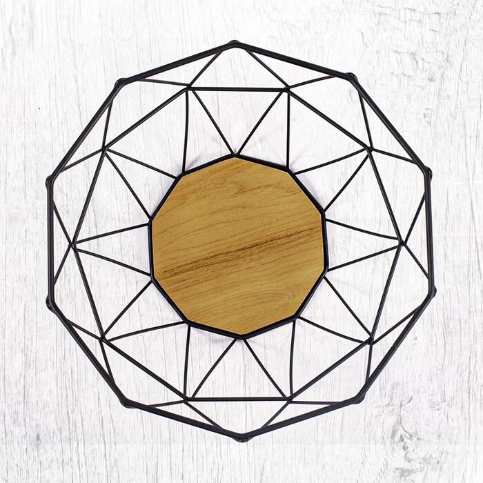 Металева фруктова ваза Chefarone - декоративний фруктовий кошик вінтаж чорного кольору (26x26x12 см)