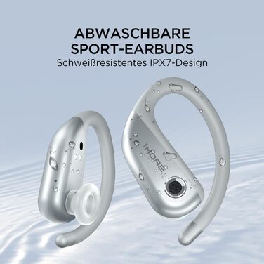 1MORE Fit S50 - Бездротові навушники-вкладки для спорту, Bluetooth 5.3, ENC, IPX7, 38 годин, з мікрофоном (Сріблясті)