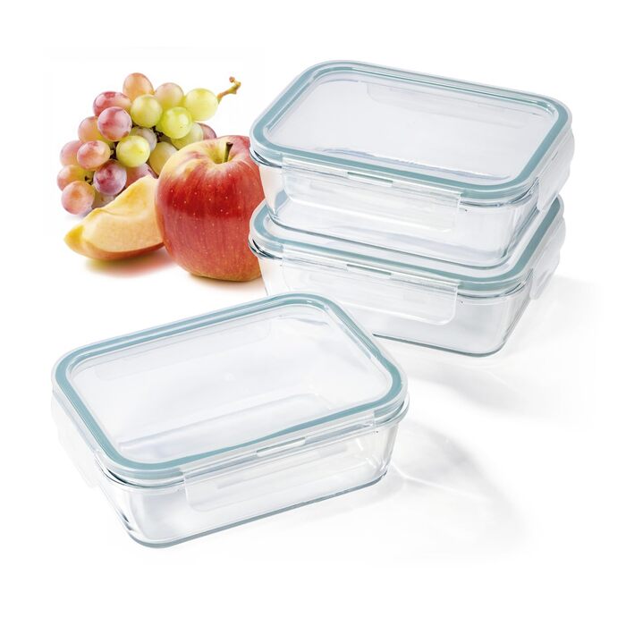 Набір контейнерів для зберігання їжі GOURMETmaxx Klick-it 6 шт. (0,9л) - сині, для Meal Prep, мікрохвильовки, морозилки, з силіконовою ущільнювальною кільцем