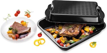 Жаровня Dr. Oetker XXL 42x34x13 см з кришкою, емальована сталь, антипригарна, термостійка до 400°C, для духовки, можна мити в посудомийці