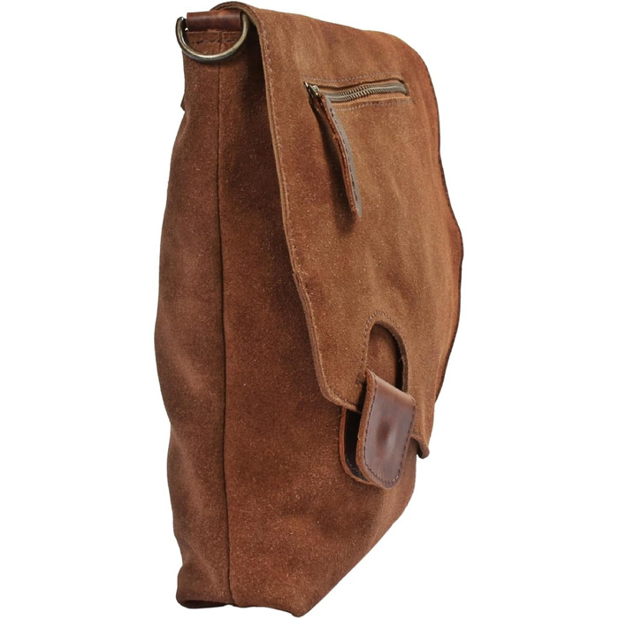 Сумка жіноча LE CONI крос-боді з натуральної замші (коричнева) 29x29x6 см - оригінальна німецька якість