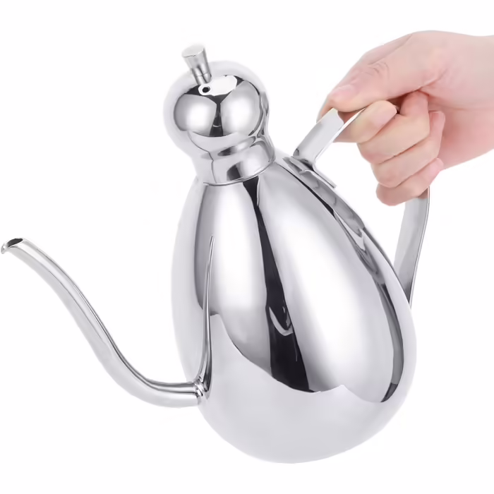 Topyond 1L Olive Oil Dispenser, 304 Stainless Steel Oil Bottle with Handle, Multifunctional Container, Suitable for Storing Vinegar and Oil, Kitchen Tool