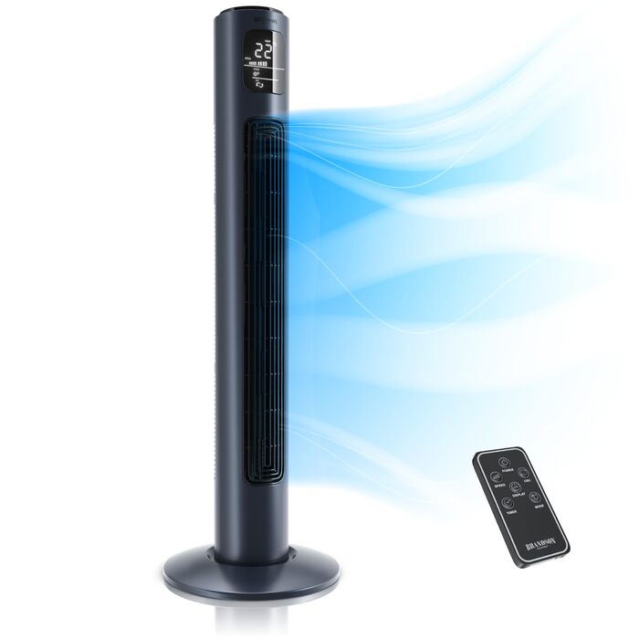 Вентилятор підлоговий Brandson з пультом керування, 96 см, 3 швидкості, осциляція 60°, темно-синій (Dark Navy Blue)