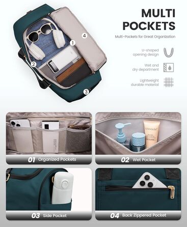 LOVEVOOK Спортивна сумка-рюкзак 37L, чорно-блакитна, для подорожей та відпочинку, з відділенням для взуття та мокрих речей, водонепроникна