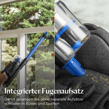 Бездротовий пилосос Bissell PowerClean FurGuard з акумулятором, 280W, самоочисна щітка, світло FurFinder, HEPA-фільтр, акумулятор 2500 mAh, час роботи 50 хв, щітка FurGuard 4091N для видалення шерсті тварин