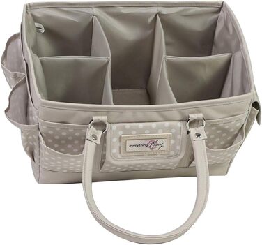 Everything Mary Blaugruner, geometric deluxe store and tote bag, organizer for crafts, sewing, paper, art, desk, canvas, accessories, storage with handles for travel (Light Brown Spotted)
