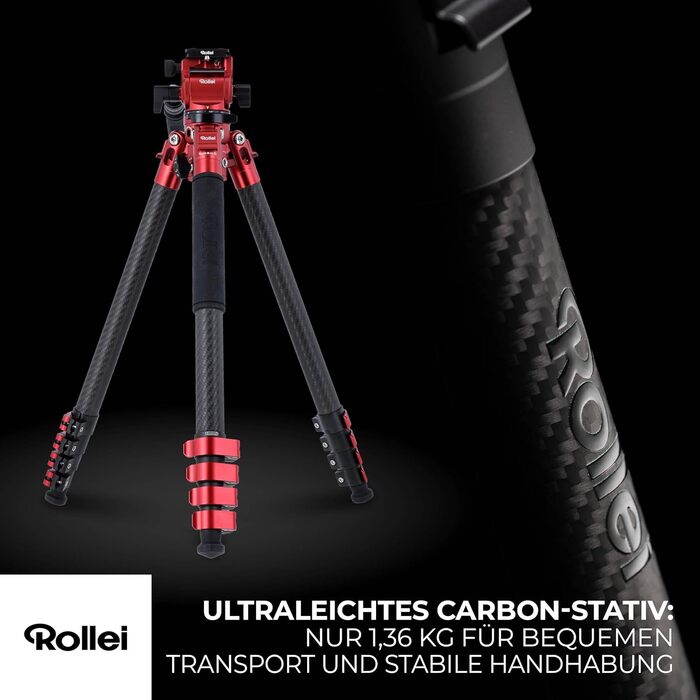 Карбоновий відеоштатив Rollei Easy Traveler Video: навантаження 4,5 кг, висота 164 см, ультралегкий та компактний