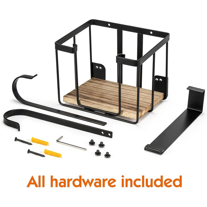 Настінна підставка для прасувальної дошки MOREE з кошиком для зберігання – тримач для праски та прасувальної дошки для пральні – чорний, великий