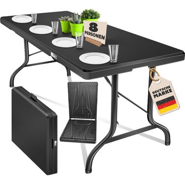 Складний стіл KESSER Buffettisch 183x76 см для кемпінгу, саду, тераси, балкону. Анодований алюміній, 6 осіб, з чохлом та ручкою для транспортування, антрацит