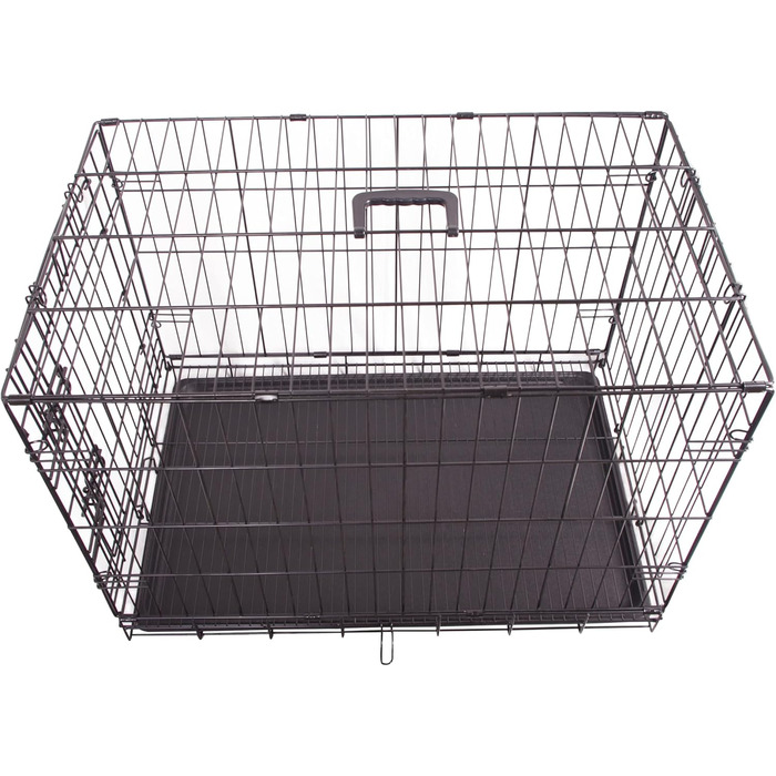 Міцна складана переноска для собак з металевого дроту з піддоном, одностулковими дверима, 76,2 x 48,3 x 53,3 см, чорна