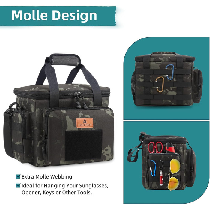 Тактична ланч-сумка HSHRISH, 12L, чорний камуфляж – велика ізольована сумка для їжі для чоловіків, дорослих, для роботи, пікніків