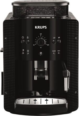 Krups Arabica Picto Fully Automatic Coffee Machine, Milk Frother, 2-Cup Function, Rotary Control, Easy Cleaning, Coffee Machine, Black, EA810870 Black Single