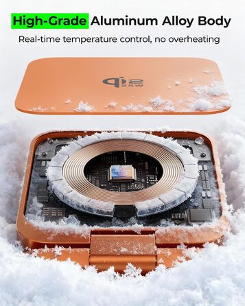 Зарядний пристрій 3-в-1 LULULOOK Ultra Kompakt Qi2.2 25W, MagSafe для iPhone 17/16, Apple Watch, AirPods, GaN 45W, помаранчевий