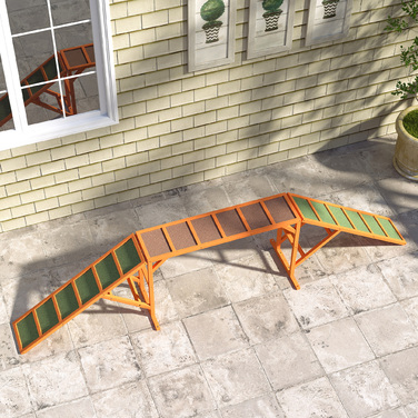 PawHut Agility Ramp for Dogs, Training Course Equipment, Non-Slip, Weather-Resistant, Wooden, 325 x 55 x 69 cm, Orange