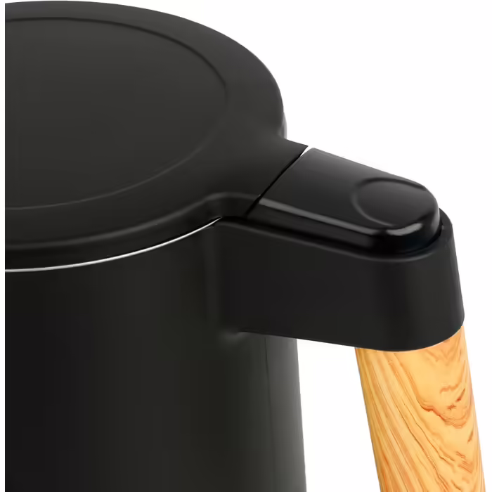 EMERIO Kettle | TEST WINNER House & Garden Test 02/2019 | made of high-quality borosilicate glass | with temperature selection (60-70-80-90-100°C) | BPA-free | AutoOff & dry boil protection | 2200W | WK-119255.5 (Black/Wood Look)
