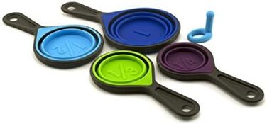 Collapsible measuring cups and spoons, portable measuring cup set made of food-grade silicone for liquid and dry ingredients, dog food, camping, and children's measuring cups