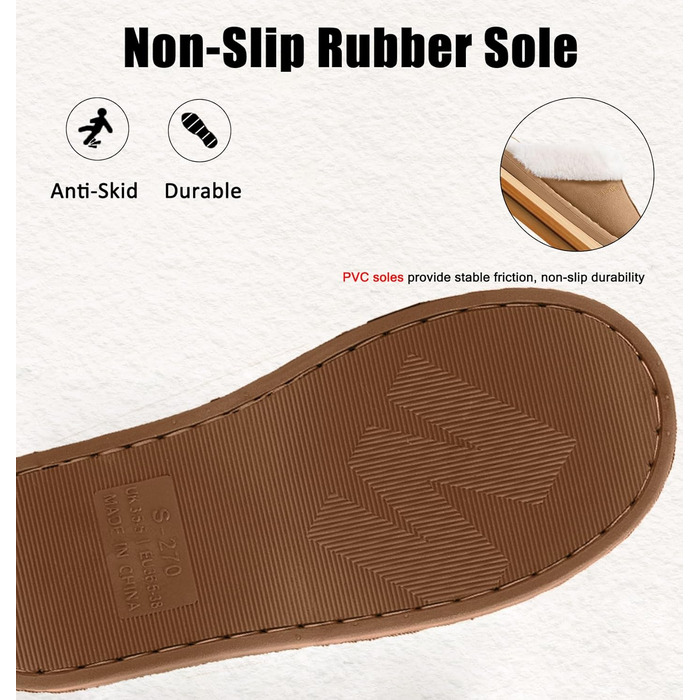 Домашні тапочки жіночі та чоловічі зимові теплі з синтетичного хутра, ламіно, штучного хутра, плюшу, пуху, м'які, нековзні, пантолетти для дому та вулиці, 38.5/40 EU, світло-коричневі
