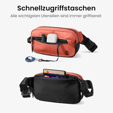 tomtoc Плечова сумка Sling Bag 3.5L з RFID-захистом – для Switch, iPad mini, EDC, подорожі | Водовідштовхувальна, X-pac Koralle