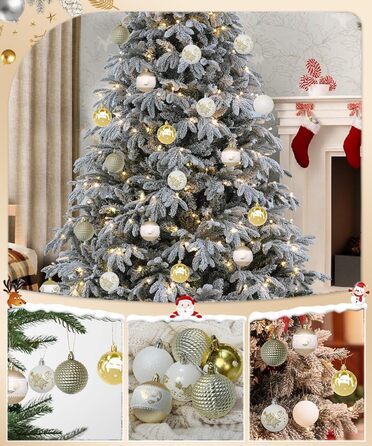 Набір 40 прикрас на ялинку, 6 см, червоно-білі, пластик, з підвісками, міцні, різні поверхні та візерунки, для внутрішнього та зовнішнього використання