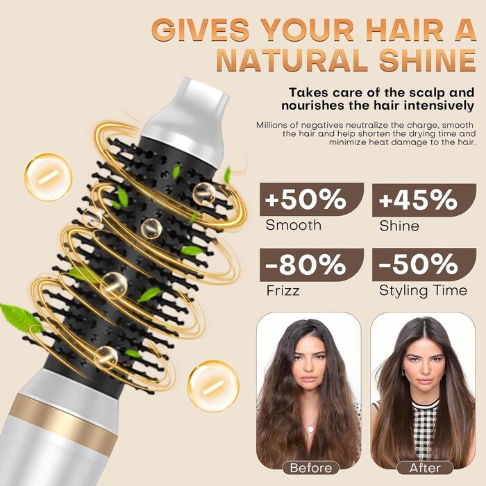 Airstyler 5 в 1: набір для укладки волосся з автоматичною завивкою, фен-щітка, 1000W, для об'єму, випрямлення та локонів