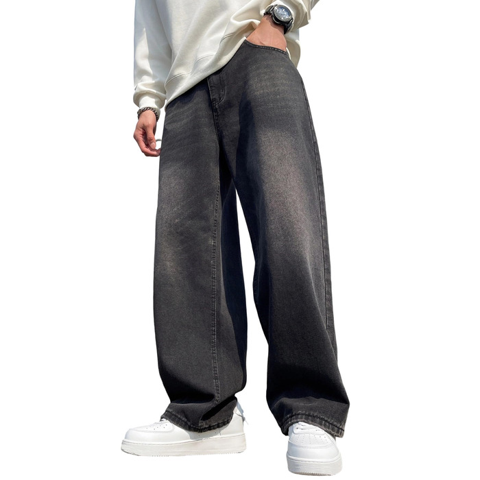 Чоловічі джинси Zewool Baggy Hip Hop, широкі, вузькі до низу, стрейч-денім, чорні, розмір M