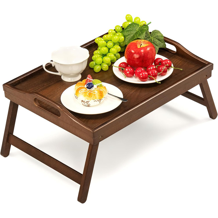 Набір з 2 столів-тачок Mxbamhyc Betttablett з бамбука: для сніданку, сервірування, з тримачем для телефону