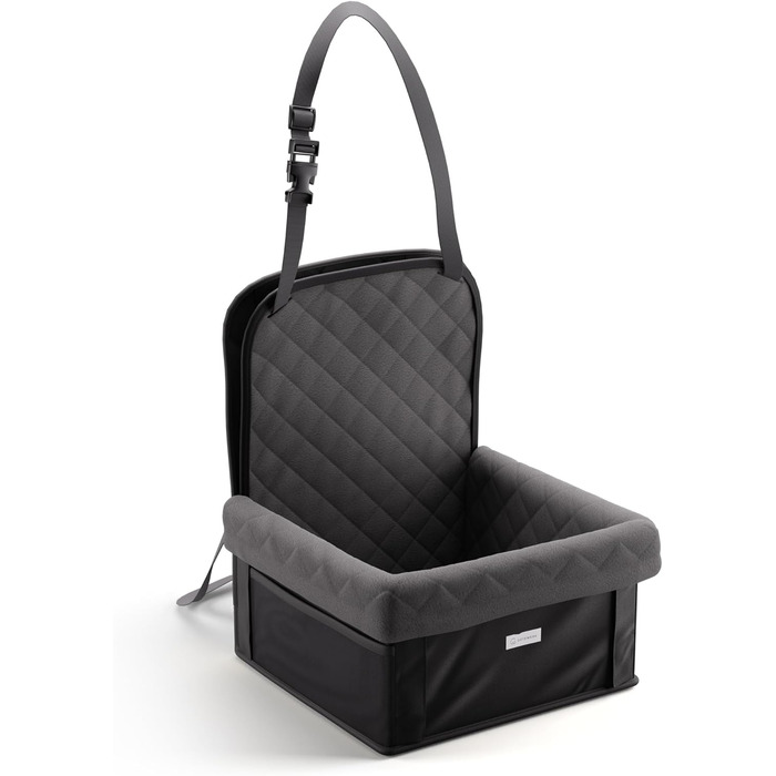 Автокрісло для собак середніх та маленьких порід Gütewerk, аксесуари для собак, стабільне автокрісло для собак на переднє сидіння, стабільне та складане автокрісло для собак, автокрісло для собак середнього розміру з запобіжним тросом, темно-сіре, на пере