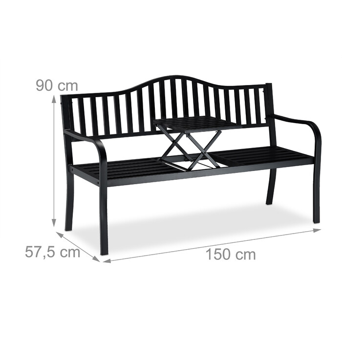Relaxdays Garden Bench with Folding Table
