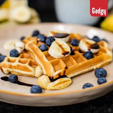 Вафельниця Gadgy, подвійна, 1200 Вт, білий колір, для приготування 2 вафель одночасно, швидкий нагрів, рівномірна випічка, компактний дизайн