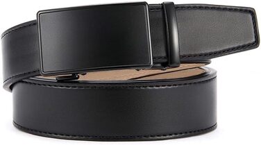 Чоловічий шкіряний ремінь DOOPAI з автоматичною пряжкою, 35 мм, регульований розмір, без отворів, чорний, 125 см (36''-42'')