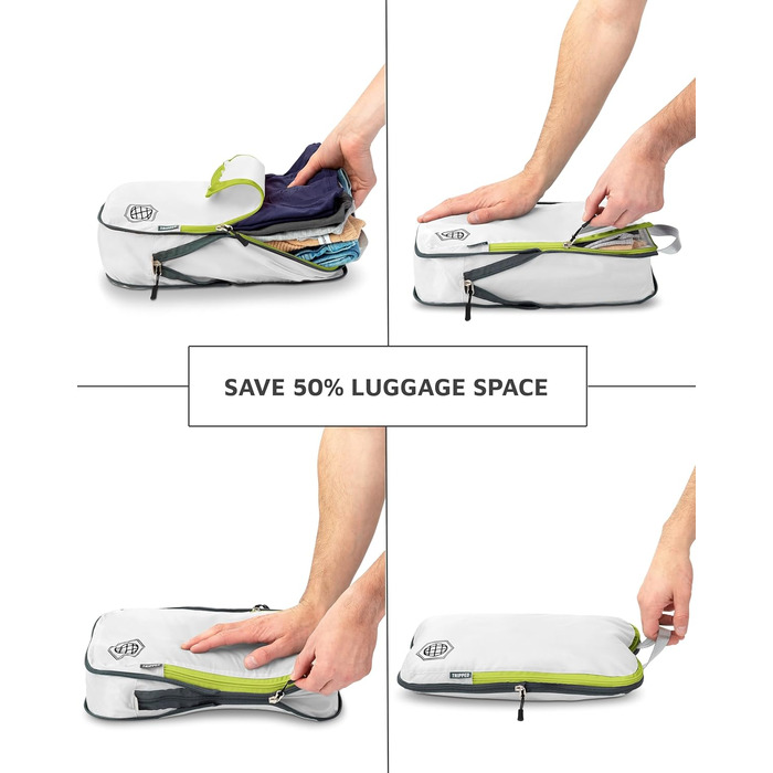 Набір кубиків для пакування TRIPPED Travel Gear: 6 шт. для подорожей, білий та зелений