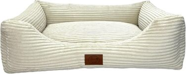 Ортопедичне ліжко для собак Elropet з м'якого корду, кошик для собак (Оливковий, Кремово-білий), XS/S/M/L/XL, XXL (145x110x30cm)