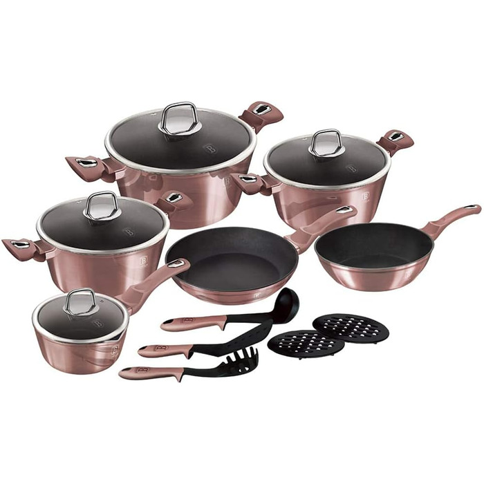 Набір посуду Berlinger Haus 15 предметів, металевий, рожеве золото (Metallisch Irose)