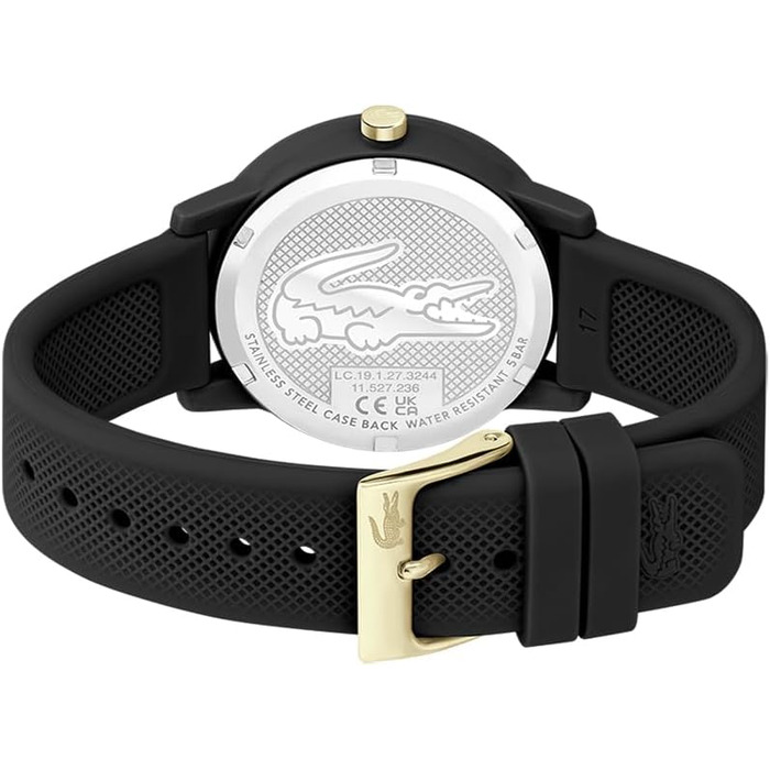 Годинник Lacoste 12.12 Analog Quartz Чоловічий/Жіночий, Силіконовий ремінець Petit Piqué, Чорний