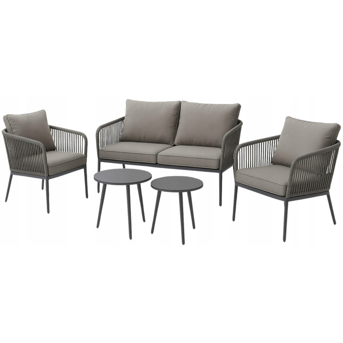 Комплект садових меблів ExitoDesign з металу, сірий, 5 предметів