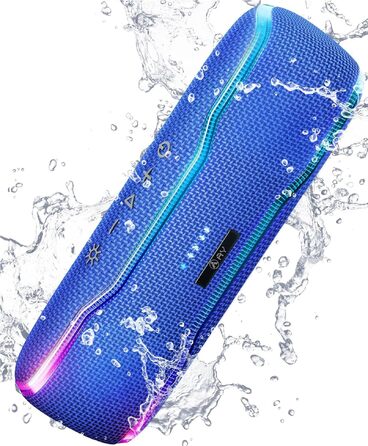 Bluetooth колонка AY портативна водонепроникна IPX7 з підсвіткою, мікрофоном, стереопаруванням та акумулятором 24 год (Синя)